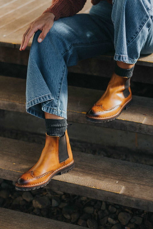 Abril Chelsea & Oxford Boots - Cognac Leather Gaia Soul Designs