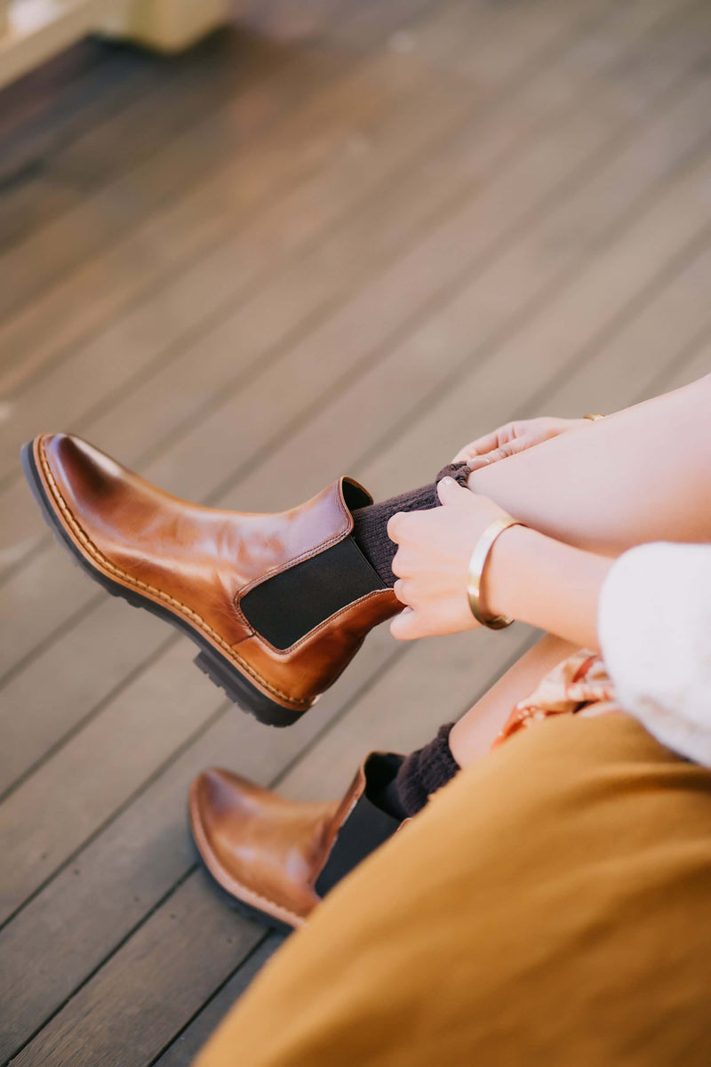 Luna Chelsea Leather boots - Camel / Mustard Handmade Leather
