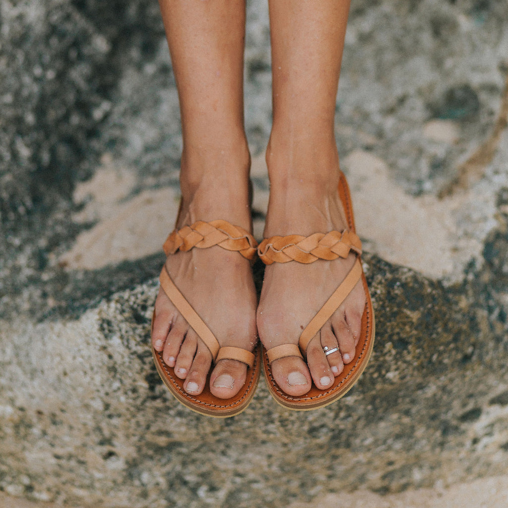 tan leather sandals for women