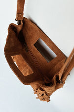 Maya Handbag – Brown Suede Fringe Crossbody Bag