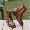 Gaia Lace-up Brogue Boots - Cognac Leather Gaia Soul Designs