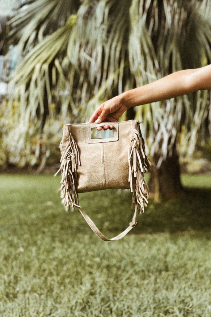 Daim Sac Maje Beige Nuka Suede Bag – Italian Leather Handbag With