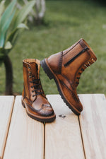 Gaia Lace-up Brogue Boots - Cognac Leather Gaia Soul Designs