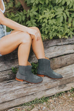 Daisy Round Toe Cowboy Ankle Boots - Grey Suede Gaia Soul Designs