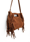 Maya Handbag – Brown Suede Fringe Crossbody Bag