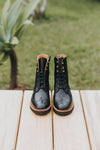 SECONDS - Gaia Lace-up Brogue Boots - Black Leather Gaia Soul Designs