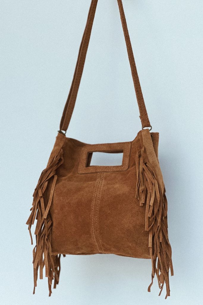 Maya Handbag – Brown Suede Fringe Crossbody Bag