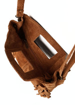 Maya Handbag – Brown Suede Fringe Crossbody Bag