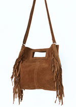 Maya Handbag – Brown Suede Fringe Crossbody Bag