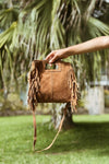 Maya Handbag – Brown Suede Fringe Crossbody Bag