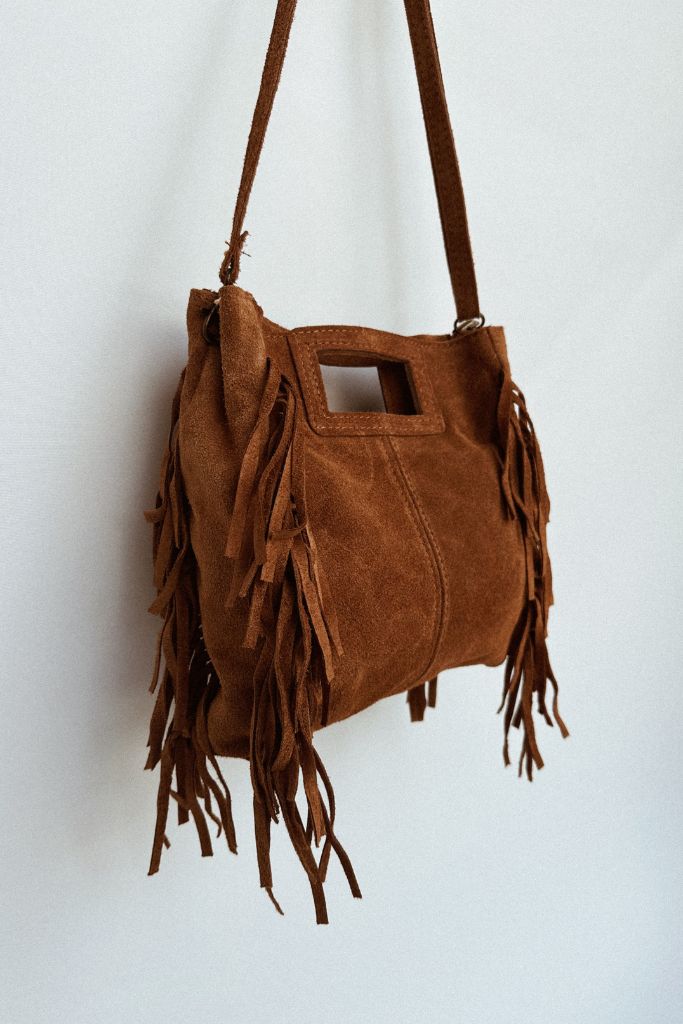 Maya Handbag – Brown Suede Fringe Crossbody Bag