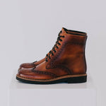 Aurora Lace-up Brogue Boots - Cognac Leather Gaia Soul Designs