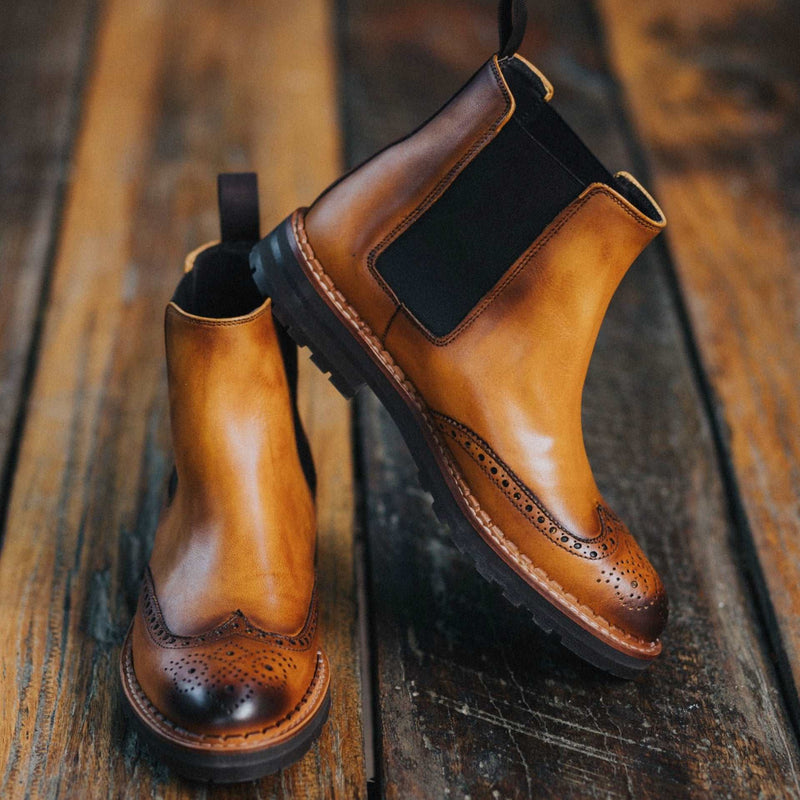 Abril Chelsea & Oxford Boots - Cognac Leather Gaia Soul Designs