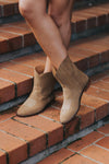 Daisy Round Toe Cowboy Ankle Boots - Brown Suede Gaia Soul Designs
