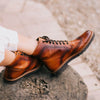 Aurora Lace-up Brogue Boots - Cognac Leather Gaia Soul Designs