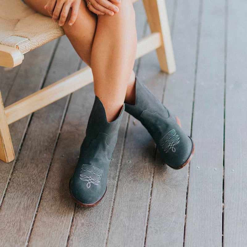 Daisy Round Toe Western Ankle Boots - Grey Suede (Copy) Gaia Soul Designs