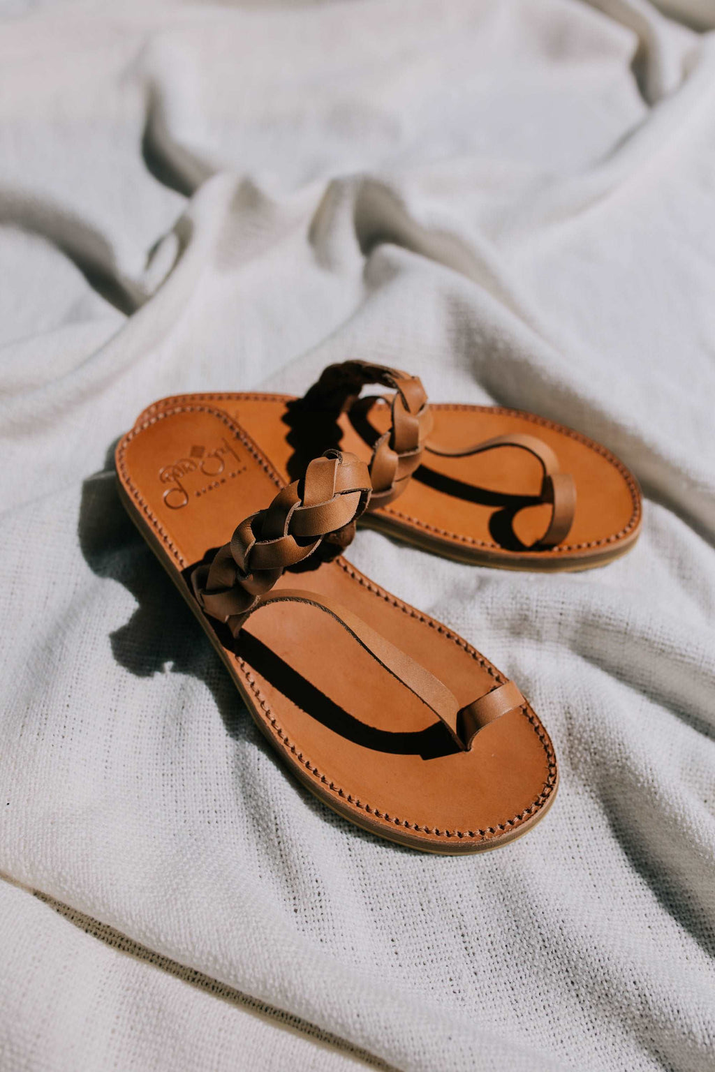 Griegas Sandals - Tan Leather Gaia Soul Designs