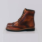 Aurora Lace-up Brogue Boots - Cognac Leather Gaia Soul Designs