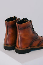 Aurora Lace-up Brogue Boots - Cognac Leather Gaia Soul Designs