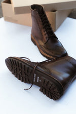 Aurora Lace-up Brogue Boots - Chocolate Brown Leather Gaia Soul Designs