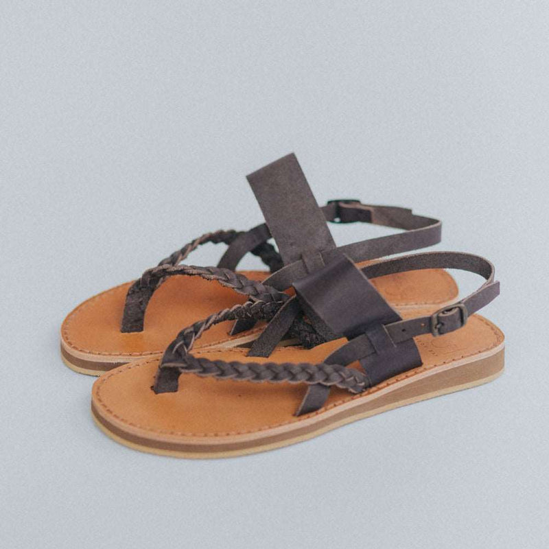 Tarifa Sandals - Cocoa Brown Leather Gaia Soul Designs