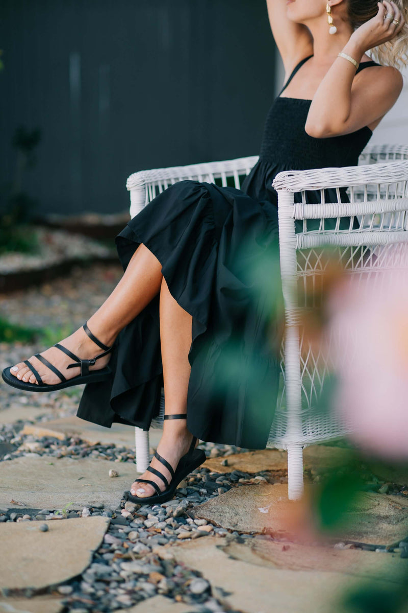 SECONDS Roma Sandals in Black Leather Gaia Soul Designs