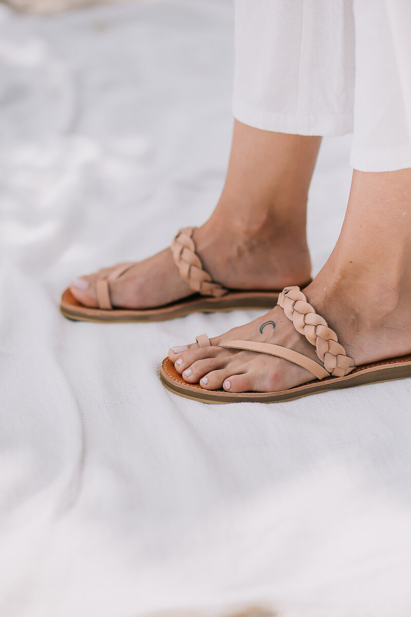 Griegas Sandals - Natural Leather (Nude - Pinky) Gaia Soul Designs