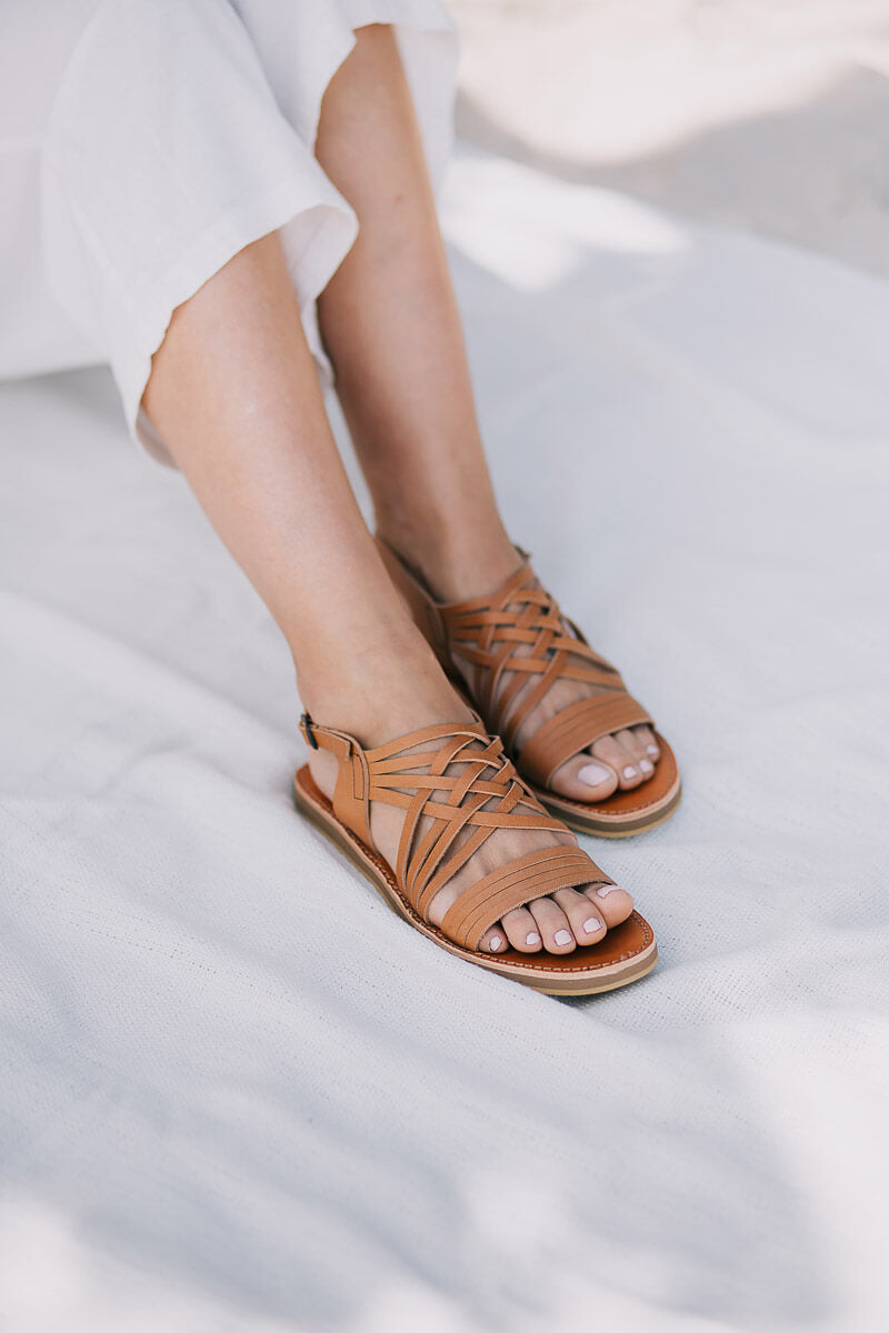 SECONDS Egipcias Sandals - Tan Leather Gaia Soul Designs