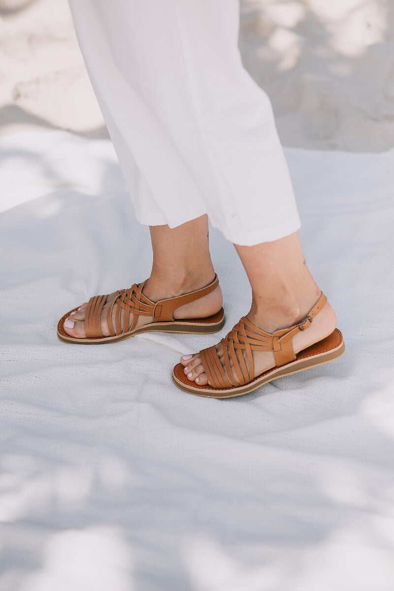 SECONDS Egipcias Sandals - Tan Leather Gaia Soul Designs