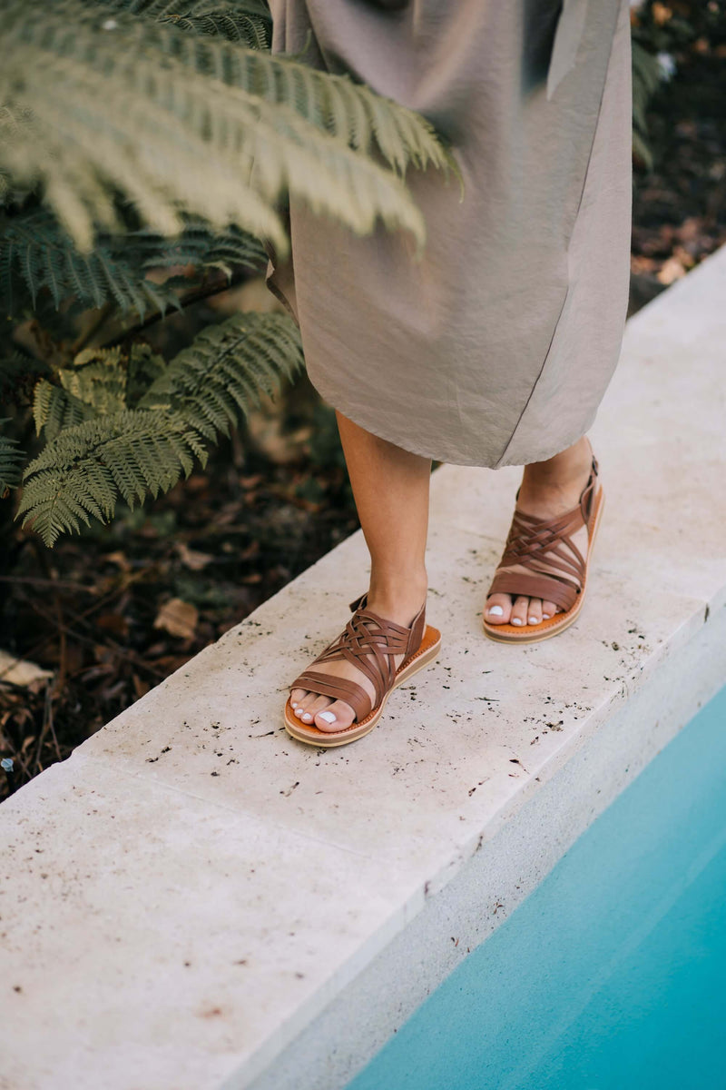 SECONDS Egipcias Sandals - Moka Leather Gaia Soul Designs