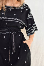 Maxi Kaftan with 3/4 Sleeves - Noir Textili Kaftans